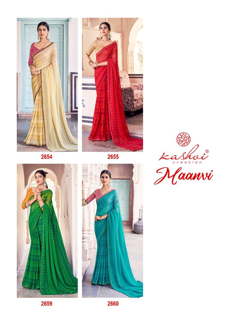 Kashvi Maanvi Regular Wear Printed Georgette Latest Designer Saree Collection 